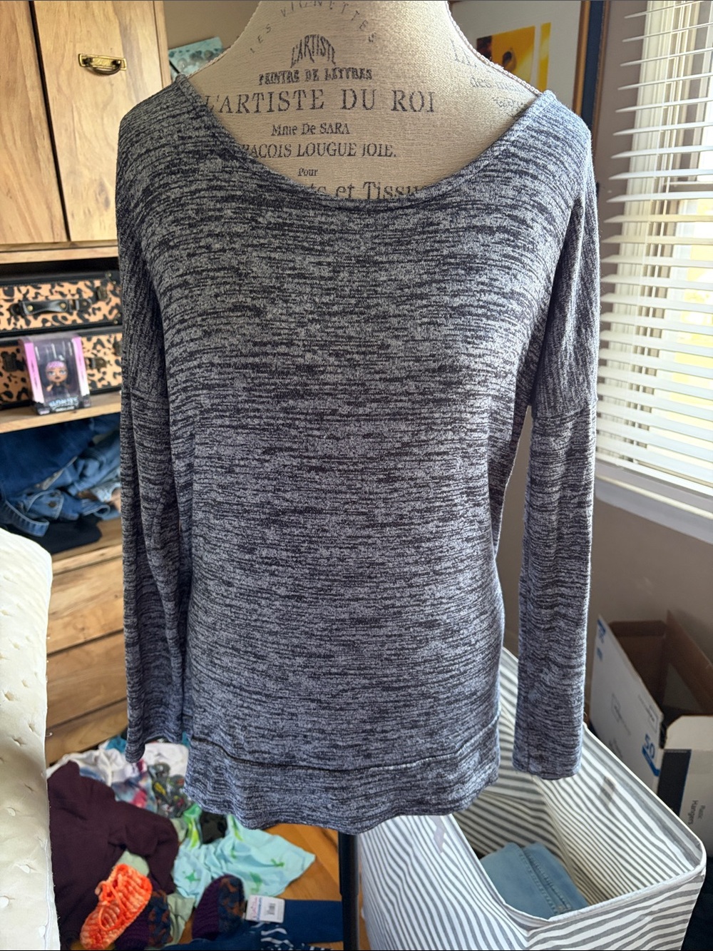Women’s Athleta Marled Long-Sleeve Knit Top - Gray - Small